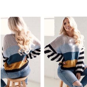 🆕 FavLux Cozy Striped Color Block Sweater Medium